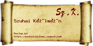 Szuhai Kálmán névjegykártya